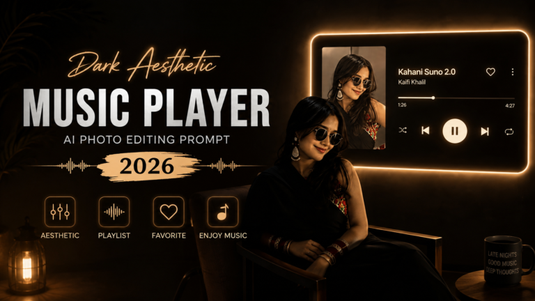 Dark Aesthetic Music Player AI Photo Editing Prompt 2026