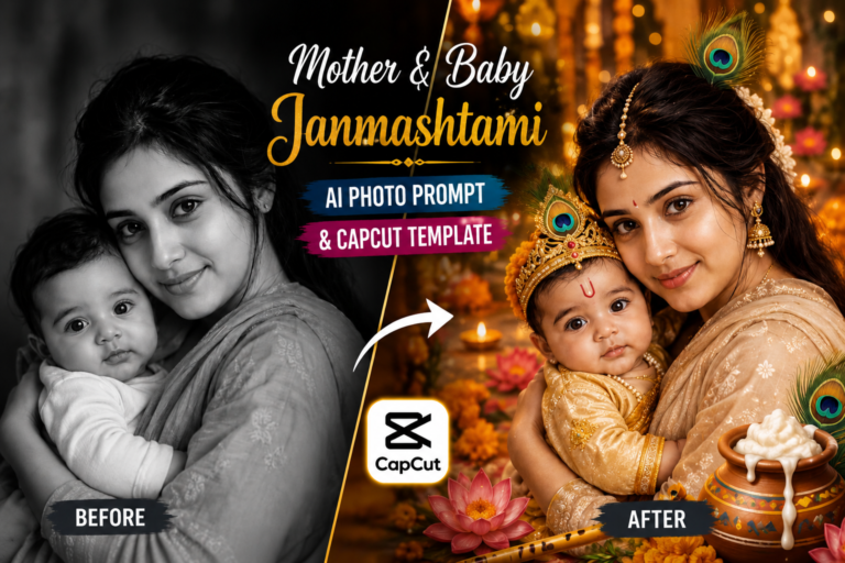 Mother & Baby Janmashtami Photo Prompt & CapCut Template