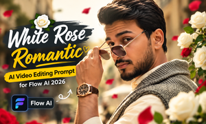 White Rose Romantic AI Video Editing Prompt